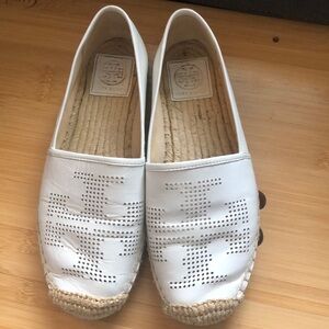 Tory Burch White Leather Espadrilles size 7